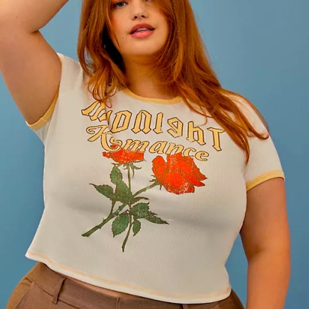 Torrid ribbed 2X new with tags crop tee ringer festival tee. Festi. Retro